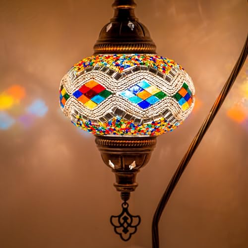 Orientalische Marokkanische Mosaik Tischampe Handgefertigte Dekorative Türkische Mosaiklampe (Bunt 3064) von COOL MOSAIK