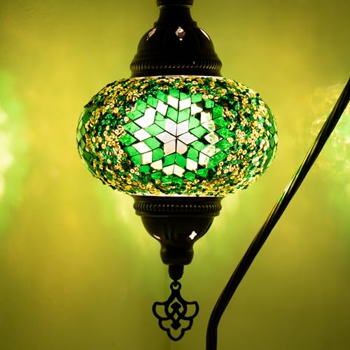 Orientalische Marokkanische Mosaik Tischampe Handgefertigte Dekorative Türkische Mosaiklampe (Grün 3065) von COOL MOSAIK