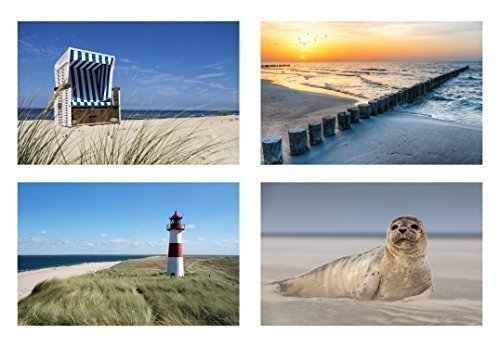 4er Set Platzmatte "Sylt" Tischmatte Tischset Platzset Tischunterlage Kunststoff 44x29cm Maritim Strand von COOL STUFF
