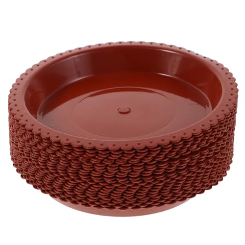 COOLHIYA 24-teiliges Set mit Untersetzern für Blumentöpfe: 11,4 cm runde Tropfschale für Blumentöpfe – Untersetzer aus braunem Kunststoff für den Innenbereich – Wasserschale für Topfpflanzen von COOLHIYA