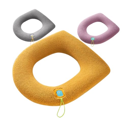 COOLHIYA 3 Stück Toilettensitzauflage Waschbar Wärmend Dicke Sitzkissen mit Aufhängeschlaufe Ganzjahres Toilettensitzbezug Komfortabler Wc Sitzbezug für Zuhause von COOLHIYA