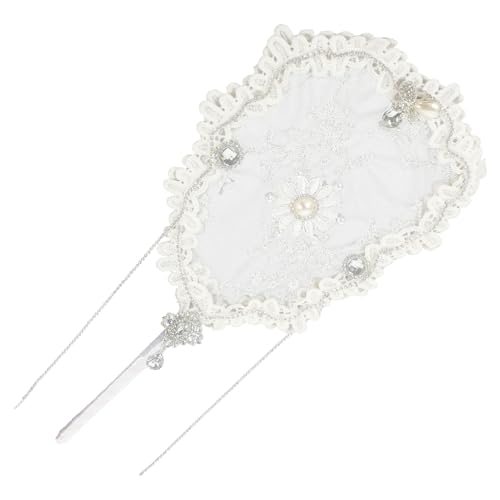 COOLHIYA Handgefertigter Dekorativer Fächer mit Spitze und Blumenmuster Eleganter Handventilator mit Quasten für Hochzeiten Tanzaufführungen und Sommerpartys von COOLHIYA