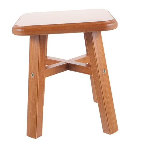 COOLHIYA Kleiner Holz Hocker Hoher Stabiler Sitzhocker aus Massivem Holz Vielseitiger Leichter und Tragbarer Holzschemel für Indoor Wohnzimmer und Schuhwechsel von COOLHIYA