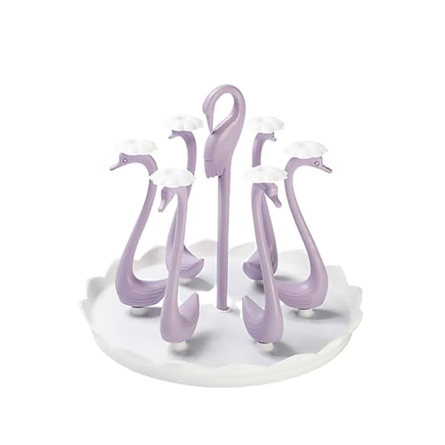 COOLHIYA Plastik Becherhalter mit Stangen Drehbarer Tassenständer in Runder Form Schwan Motiv Violett Langlebiges Material für Zuhause Küche und Restaurant zur Aufbewahrung und Trocknung COOLHIYA Plastik Becherhalter mit Stangen Drehbarer Tassenständer in Runder Form Schwan Motiv Violett Langlebiges Material für Zuhause Küche und Restaurant zur Aufbewahrung und Trocknung von COOLHIYA