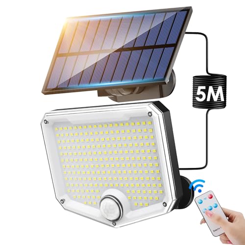 COOLNIGHT Solarlampen für Außen mit Bewegungsmelder,[222LED/Fernbedienungen] Solarleuchte mit Bewegungsmelder,3 Modi Bewegungsmelder Aussen Solar,2200mAh Solar Bewegungsmelder Aussen Terrasse Garage von COOLNIGHT