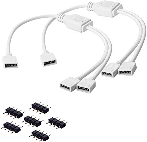 COOLWEST 2 Pack LED Streifen Splitter Kabel 4Pin Verteiler Kabel für SMD 5050 3528 2835 RGB Strip Verlängerungskabel, Led Strip y Splitter 30cm Anschlusskabe mit Stecker von COOLWEST