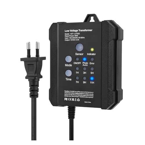 COOLWEST 230V AC zu 12V DC Lighting 65W Niedervolt Transformator für Außen mit Timer und Photozellensensor von COOLWEST