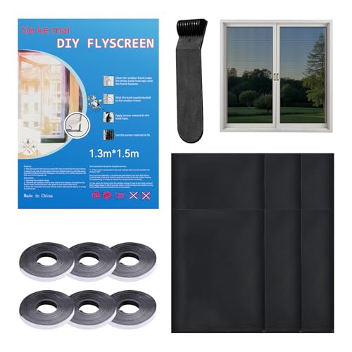 6 Stück Fliegengitter Fenster Schwarz, 130 * 150 Cm Fenster Insektenschutz, Lieferung Mit 6 Rollen Selbstklebendem Band, Moskitonetze Für Fenster, Geeignet Für Wohnräume, Terrassentüren, Oberlichter 6 Stück Fliegengitter Fenster Schwarz, 130 * 150 Cm Fenster Insektenschutz, Lieferung Mit 6 Rollen Selbstklebendem Band, Moskitonetze Für Fenster, Geeignet Für Wohnräume, Terrassentüren, Oberlichter von COONE