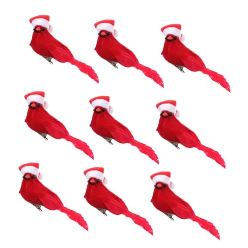 COOPHYA 10st Nikolausmütze Vogel Miniaturdekoration Kardinal Weihnachtsschmuck Redbird Weihnachten Urlaubsvögel Mit Clips Kardinalvögel Christbaumschmuck Schaum Weihnachtsbaum Rot Ornament von COOPHYA