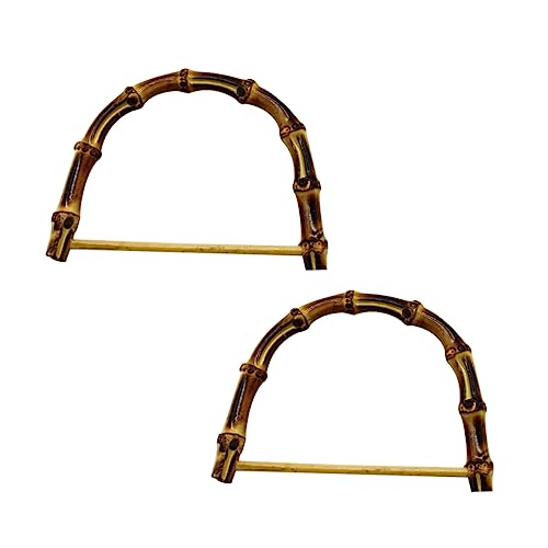 COOPHYA 2 Stück D Form Handgriffe Bambus für DIY Taschen Handgefertigte Stilvolle Taschenhenkel Dunkel für Handtaschen und Geldbörsen Zubehör von COOPHYA