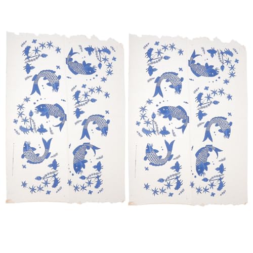 COOPHYA 2stücke Transferblätter Für Keramik Unterglasur-transfers Porzellanglasur Fisch-Blumen-Design Keramik-Aufkleber Transferpapier Handgefertigt Hochtemperaturbeständig von COOPHYA