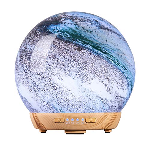 COOSA Moon Diffusor für ätherische Öle, Glas-Luftbefeuchter mit 4 Timer, 2 LED-Farben und wasserlose, automatische Abschaltung, für Baby, Zuhause, Büro (250 ml) von COOSA