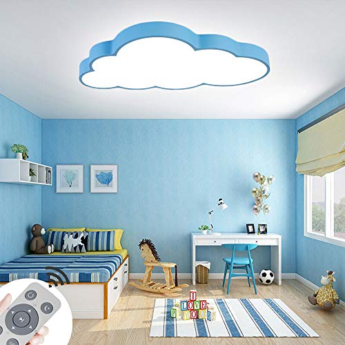 COOSNUG 48w Kinderzimmer Deckenlampe Wolken Dimmbar Mit Fernbedienung Für Schlafzimmer Ultradünne Wolkenlampe Kann In Wohnzimmer Esszimmer Und Arbeitszimmer Verwendet Werden (Blau-48W) von COOSNUG