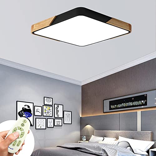 COOSNUG 60W Dimmbar LED Deckenleuchte Holz Deckenlampe Wohnzimmer Mit Fernbedienung Wandlampe Leuchte von COOSNUG