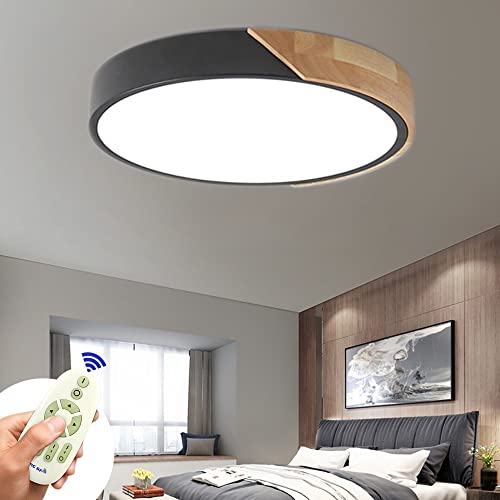 COOSNUG 60W LED Deckenleuchte Holz Dimmbar Deckenlampe Wohnzimmer Schlafzimmer Küche Panel Leuchte (3000-6500K) von COOSNUG