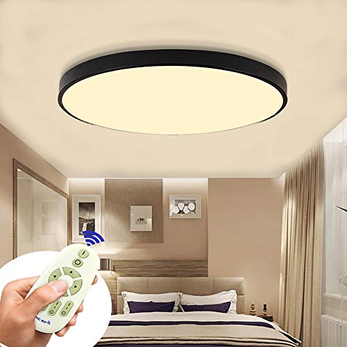 COOSNUG 60W Modern LED Deckenleuchte Dimmbar Schwarz Rund Deckenlampe Flur Wohnzimmer Lampe Schlafzimmer Küche Energie Sparen Licht Wandleuchte von COOSNUG