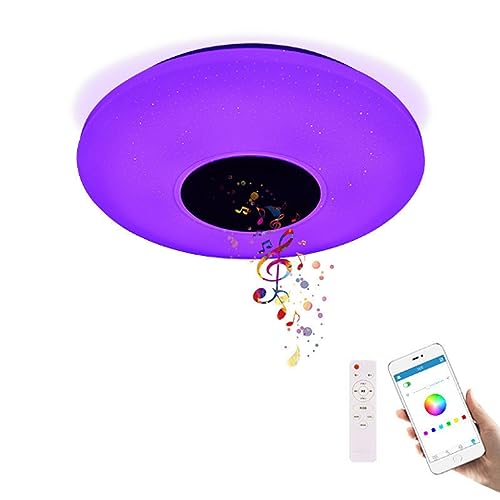 Deckenleuchte Musik Mit Bluetooth Lautsprecher LED RGB Deckenlampe mit Fernbedienung Farbwechsel Deckenleuchten Moderne Dimmbare LED 36W Smartphone APP Kontrolle 3000K-6500K von COOSNUG