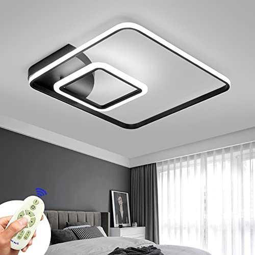 COOSNUG LED Deckenlampe 64W 40cm Schwarz Deckenleuchte Dimmbare Quadrat Wohnzimmer Lampe Modern Deckenleuchten Kueche Flur Schlafzimmer 2.4G Fernbedienung von COOSNUG