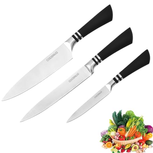 COOSNUG Messerset 3 teilig Küchenmesser Set scharfe Messer 3er Set mit Profi Kochmesser Allzweckmesser Schälmesser, hochwertiger Küchen Messer aus 1.4116 deutschem Edelstahl von COOSNUG