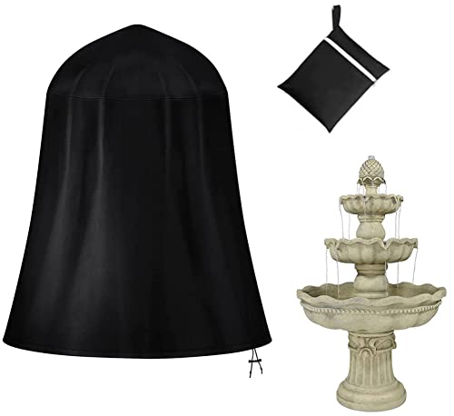 COOSOO Gartenbrunnenabdeckung Oxford Heavy Duty Wasserdicht Staubdicht Abdeckung mit Verriegelung Kordelzug für Winter Outdoor Terrasse Brunnen Statue Protector Fontäne Anti-Frost-Zubehör von COOSOO