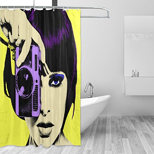 COOSUN Pop-Art Duschvorhang Set Polyester-Gewebe Wasserabweisend Badezimmer Duschvorhang Set Hauptdekoration mit Haken, 66W X 72L Inches 66x72 Mehrfarbig von COOSUN
