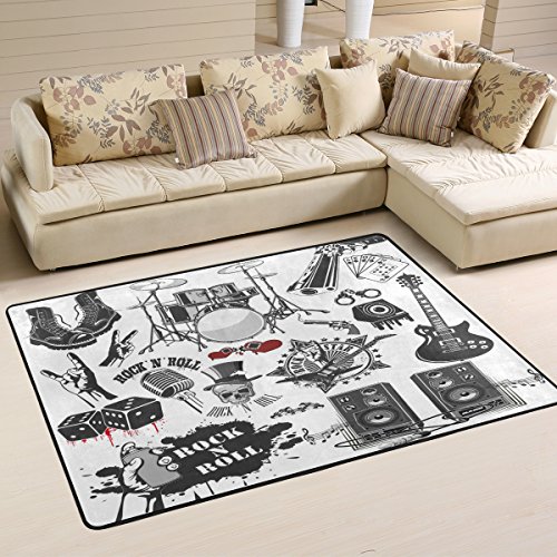 coosun Symbole Verwandte zu Rock und Roll Bereich Teppich Teppich rutschfeste Fußmatte Fußmatten für Wohnzimmer Schlafzimmer 182.9 x 121.9 cm, Textil, multi, 72 x 48 inch von COOSUN