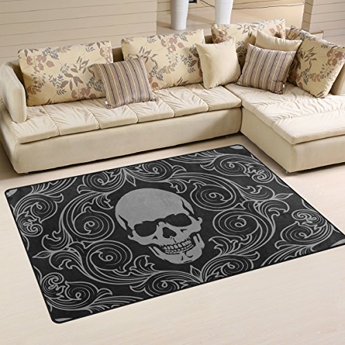 coosun Totenkopf Muster Bereich Teppich Teppich rutschfeste Fußmatte Fußmatten für Wohnzimmer Schlafzimmer 152,4 x 99,1 cm, Textil, multi, 60 x 39 inch von COOSUN