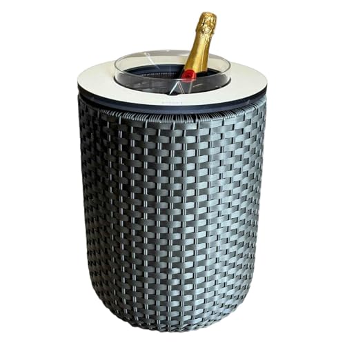 COOTAB COOLER TABLE | Beistelltisch London mit integriertem Edelstahl-Kühler | Ø 34 x 50 cm | Funktionaler 3-in-1 Loungetisch| Wetterfest & UV-beständig | Anthrazit/Champagne von COOTAB COOLER TABLE