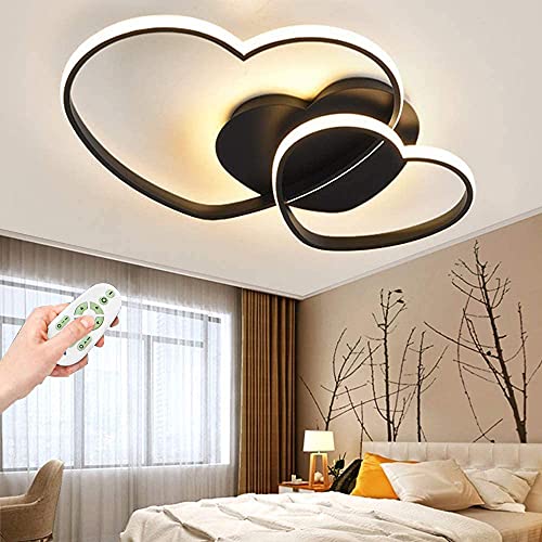 COOYO Deckenleuchte LED Liebe Herz Deckenlampe Acryl Lampenschirm Deko Decke Leuchte Deckenlicht Dimmbar Mit Fernbedienung Kinderzimmerlampe Schlafzimmer Kronleuchter [Energieklasse A++],Schwarz von COOYO