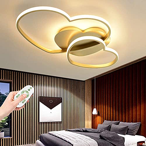 Deckenleuchte LED Liebe Herz Design Deckenlampe Acryl Lampenschirm Deko Decke Leuchte Deckenlicht Dimmbar Mit Fernbedienung Kinderzimmerlampe Schlafzimmer Kronleuchter 50Cm [Energieklasse A++],Gold … von COOYO