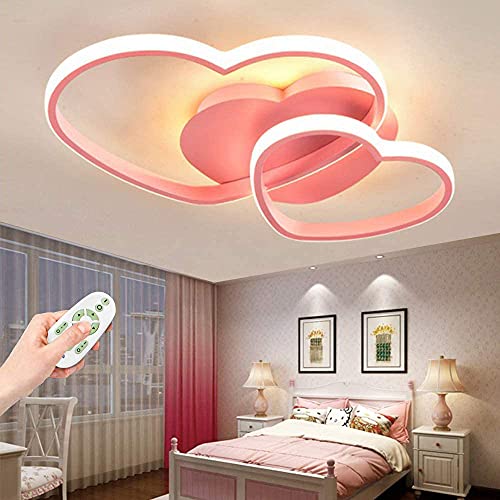 Deckenleuchte LED Liebe Herz Design Deckenlampe Acryl Lampenschirm Deko Decke Leuchte Deckenlicht Dimmbar Mit Fernbedienung Kinderzimmerlampe Schlafzimmer Kronleuchter 50Cm [Energieklasse A++],Rosa … von COOYO