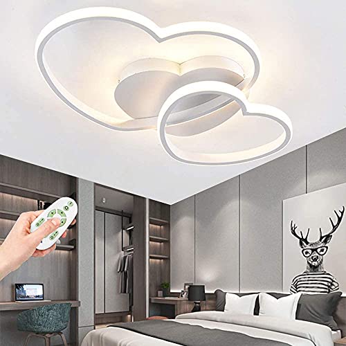 Deckenleuchte LED Liebe Herz Design Deckenlampe Acryl Lampenschirm Deko Decke Leuchte Deckenlicht Dimmbar Mit Fernbedienung Kinderzimmerlampe Schlafzimmer Kronleuchter 50Cm [Energieklasse A++],Weiß … von COOYO