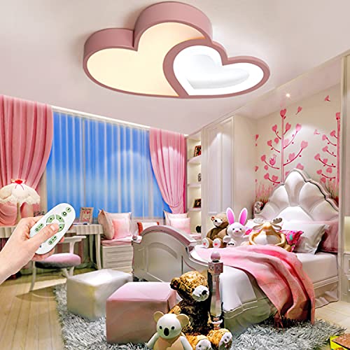 Kinderlampe LED Deckenleuchte Cartoon Herzförmig Deckenlampe Moderne Mädchen Junge Liebe Herz Deckenlicht Fernbedienung Dimmbar Pendellampe Schlafzimmer Acryl Lampenschirm Deko Decke Leuchte,Rosa … von COOYO