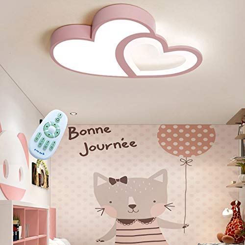 LED Deckenlampe Kreative Modern Romantisch Designer Deckenleuchte Kinderzimmer Lampe Herzform Acryl Deko Licht Mädchen Junge Deckenlicht Dimmbar Mit Fernbedienung Schlafzimmer Hausleuchten Lampe,Rosa von COOYO