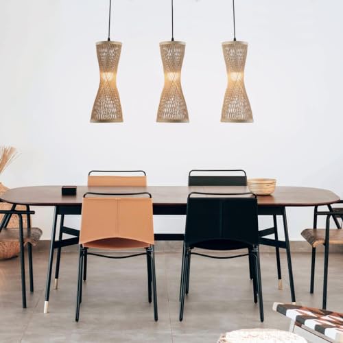 Pendellampe Bambus Kronleuchter 3-flammig for Esstisch natürliche handgemachte Rattan Hängelampe Vintage E27 höhenverstellbar Pendelleuchte Esszimmer Landhaus böhmischen Lampenschirm Stil Beleuchtung Pendellampe Bambus Kronleuchter 3-flammig for Esstisch natürliche handgemachte Rattan Hängelampe Vintage E27 höhenverstellbar Pendelleuchte Esszimmer Landhaus böhmischen Lampenschirm Stil Beleuchtung von COOYO
