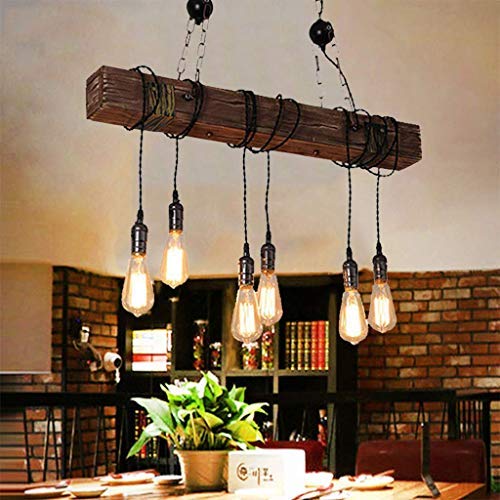 Retro Pendelleuchten Industriestil Vintage Hängelampe Aus Holz Und Metall Kronleuchter E27 * 6 Hähenverstellbar Hängelampe Kitchen Dining Wohnzimmer Loft Rustikale Decke Droplight Pendellampe Retro Pendelleuchten Industriestil Vintage Hängelampe Aus Holz Und Metall Kronleuchter E27 * 6 Hähenverstellbar Hängelampe Kitchen Dining Wohnzimmer Loft Rustikale Decke Droplight Pendellampe von COOYO