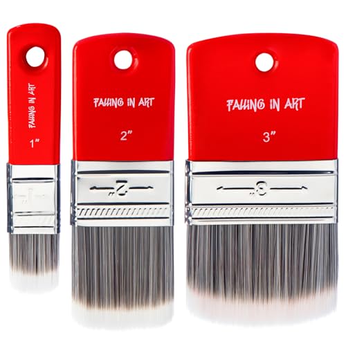 COOZEE 3 Stück Filbert Paddel Pinsel Set, Holzgriff Maßstab Borsten Pinsel für Öl- und Acrylfarben (2.5cm, 5cm, 7.5cm) von COOZEE