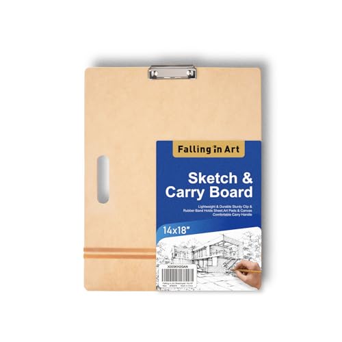 COOZEE 36x46cm Drawing Board für Künstler, Klemmbrett Holz mit robustem Clip und Gummibändern, Tragbarer Kunstklemme Schreibbrett für Klassenzimmer und Studio -Zeichnen von COOZEE