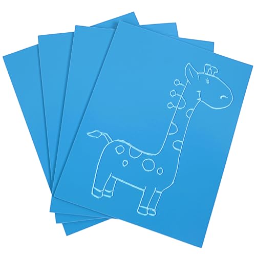 COOZEE 4er-Pack Weichgummi Linoldruck Platte, Flache Oberfläche Linolschnitt Set für Gravieren, Stempel, Bastel und Druckprojekte, 22 x 30 cm, Blau von COOZEE