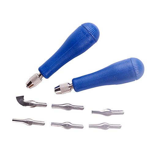 COOZEE 2er linoldruck Set, Blockschneider Linoleum Schnitzset, Linolschnitt Werkzeug mit 6 Blättern und 2 Plastikspeichern COOZEE 2er linoldruck Set, Blockschneider Linoleum Schnitzset, Linolschnitt Werkzeug mit 6 Blättern und 2 Plastikspeichern von COOZEE