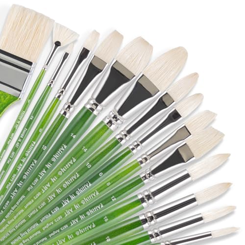 COOZEE Pinselset mit Naturborsten, 15 Stück langstielige Pinsel Set für Acrylmalerei, Ölpinsel mit fächerförmigen, runden, flachen, abgewinkelten mit Aufbewahrungstasche aus Bambus, Grün COOZEE Pinselset mit Naturborsten, 15 Stück langstielige Pinsel Set für Acrylmalerei, Ölpinsel mit fächerförmigen, runden, flachen, abgewinkelten mit Aufbewahrungstasche aus Bambus, Grün von COOZEE