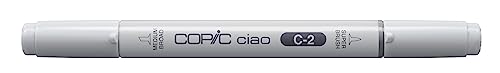 COPIC Ciao Marker Typ C - 2, cool gray No. 2, vielseitiger Layoutmarker, mit einer mittelbreiten und einer Brush-Spitze von Copic