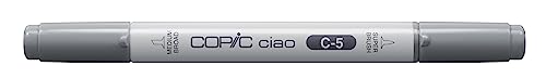 COPIC Ciao Marker Typ C - 5, cool gray No. 5, vielseitiger Layoutmarker, alkoholbasiert, mit einer mittelbreiten und einer Brush-Spitze von Copic