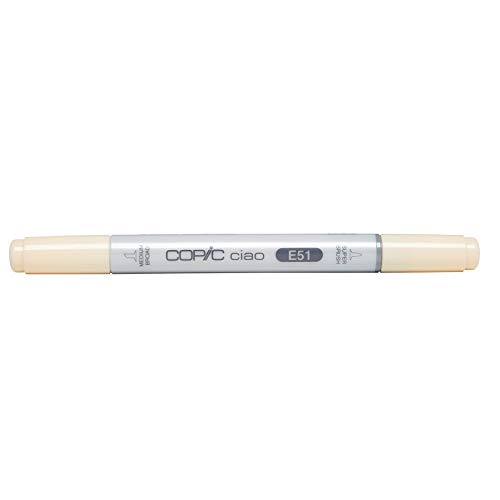 COPIC Ciao Marker Typ E - 51, Milky White, vielseitiger Layoutmarker, alkoholbasiert, mit einer mittelbreiten und einer Brush-Spitze von Copic