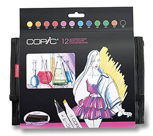 COPIC Classic Set "Leuchtende Farben", 12er Set im Wallet, Twin Marker mit einer mittelbreiten und einer feinen Spitze COPIC Classic Set "Leuchtende Farben", 12er Set im Wallet, Twin Marker mit einer mittelbreiten und einer feinen Spitze von Copic