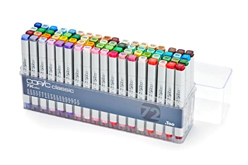 COPIC Classic Marker 72er Set "C", professionellee Layoutmarker mit einer mittelbreiten und einer feinen Spitze von Copic