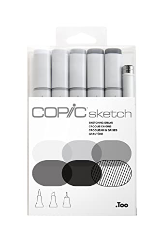 COPIC Sketch Set "Sketching Grays", 5 Twin Marker mit einer mittelbreiten und einer Brush-Spitze inkl. Multiliner SP Black 0,5 mm COPIC Sketch Set "Sketching Grays", 5 Twin Marker mit einer mittelbreiten und einer Brush-Spitze inkl. Multiliner SP Black 0,5 mm von Copic
