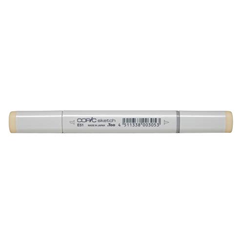 COPIC Sketch Marker Typ E - 51, Milky White, professioneller Pinselmarker, mit einer Super-Brush-Spitze und einer Medium-Broad-Spitze von Copic