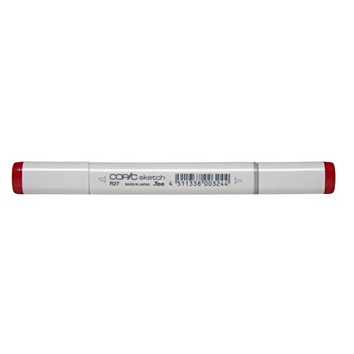 COPIC Sketch Marker Typ R - 27, Cadmium Red, professioneller Pinselmarker, alkoholbasiert, mit einer Super-Brush-Spitze und einer Medium-Broad-Spitze von Copic