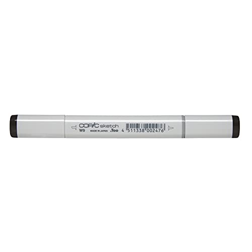 COPIC Sketch Marker Typ W - 9, warm gray No. 9, professioneller Pinselmarker, mit einer Super-Brush-Spitze und einer Medium-Broad-Spitze von Copic
